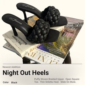 👠Braided Upper, Open Square Toe, High Heel Mule